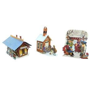 Set of 3 Graphics3 Inc for Hess Christmas Pop Up‎ Cards School Train Ice Rink